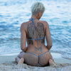 Mesh White and Grey Micro Bikini V Shape Back