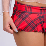 Sexy Red Tartan Micro Skirt